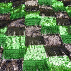 Ткань Пайеточная с бахромой (зеленый-серый)